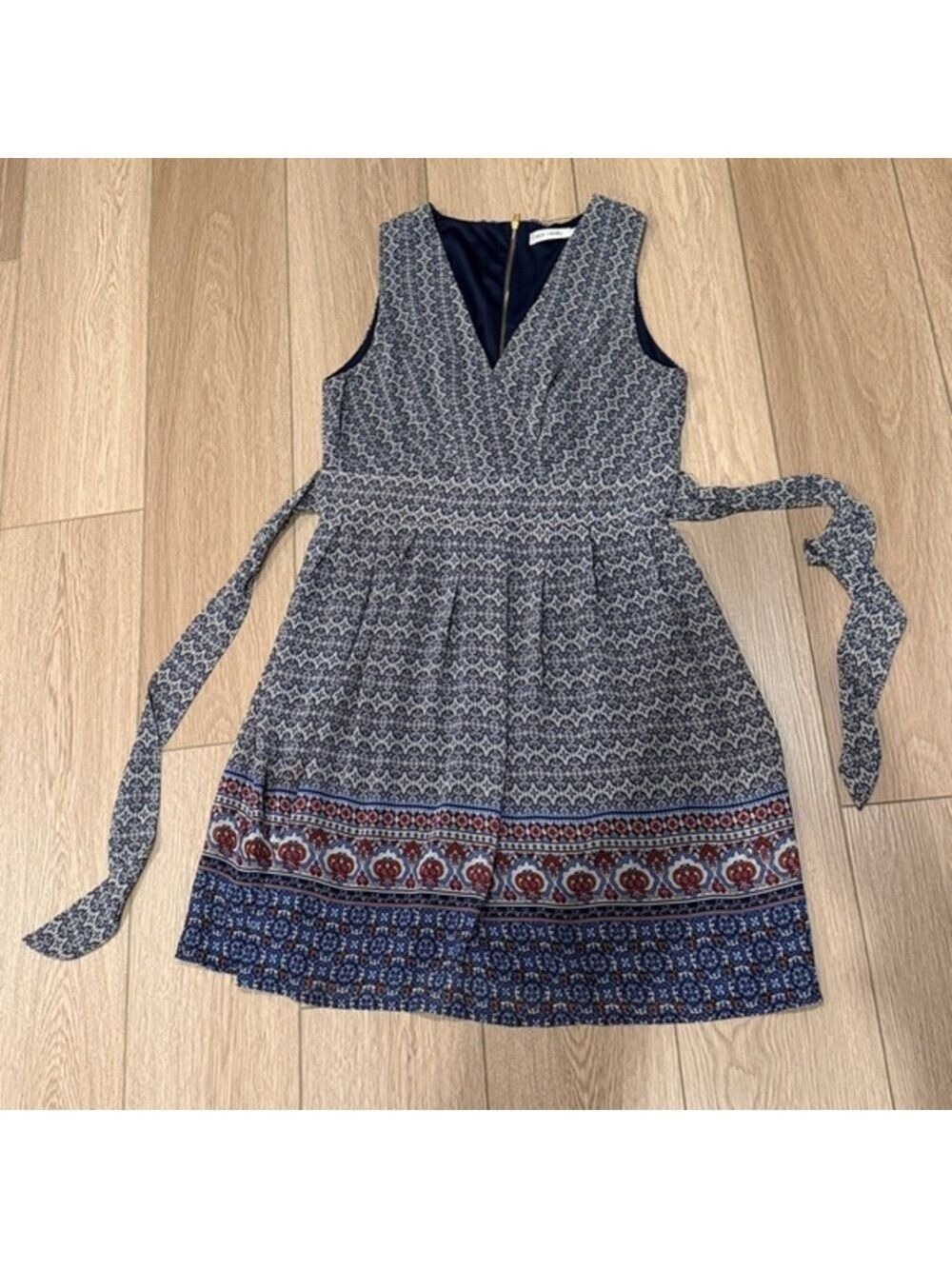 Eye Candy Navy and Burgundy Dress Full length 36”
